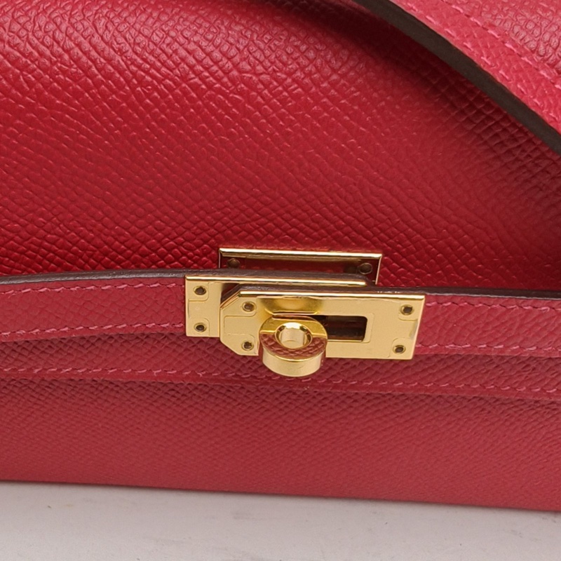 HERMES KellyLongToGo辣椒紅Epsom皮Y刻金扣-4