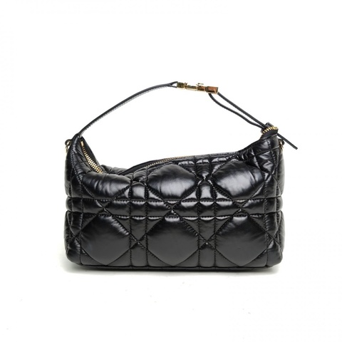 DIOR DiortravelNomad飯盒包中號黑色牛皮金扣藤格紋