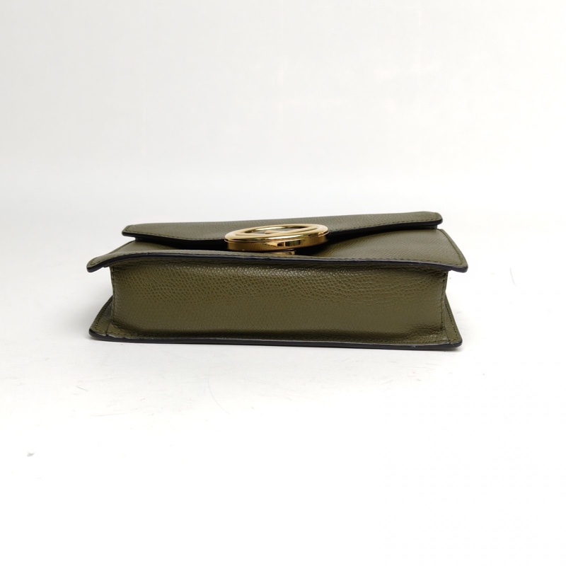 FENDI 綠色牛皮FFWOC斜跨兩用腰包鏈條包-3