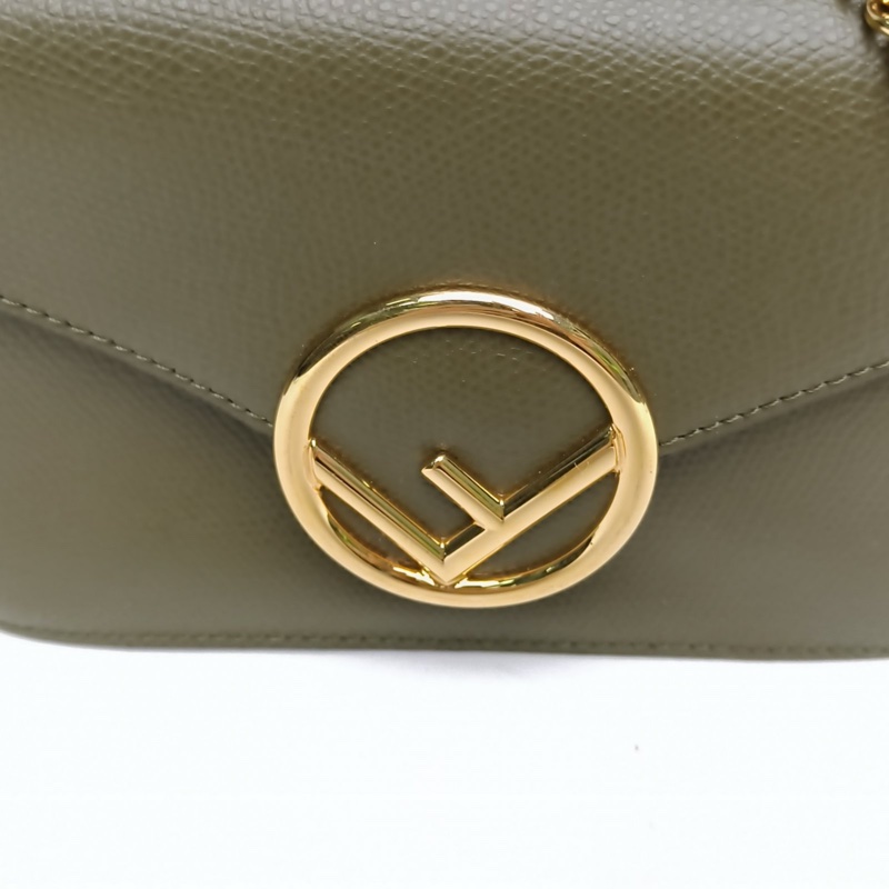 FENDI 綠色牛皮FFWOC斜跨兩用腰包鏈條包-5