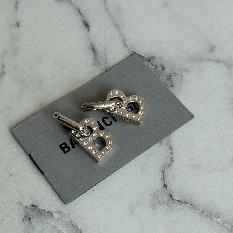 Balenciaga 銀色B小鑽耳環 ❤️🔥❤️🔥-1