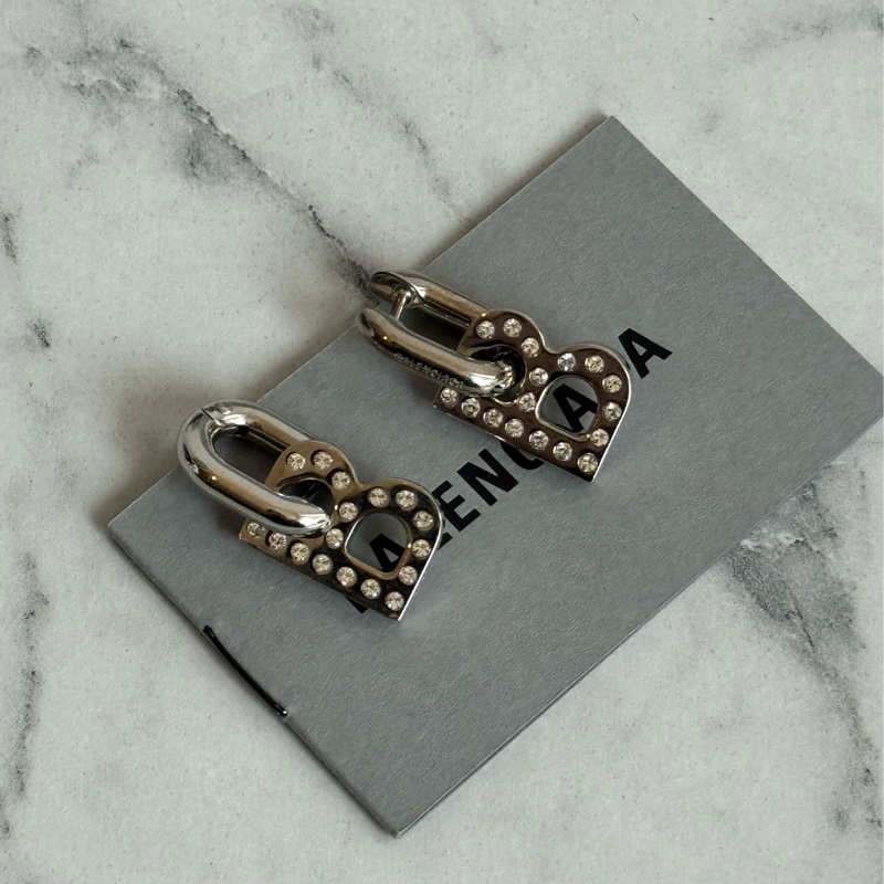 Balenciaga 銀色B小鑽耳環 ❤️🔥❤️🔥-3