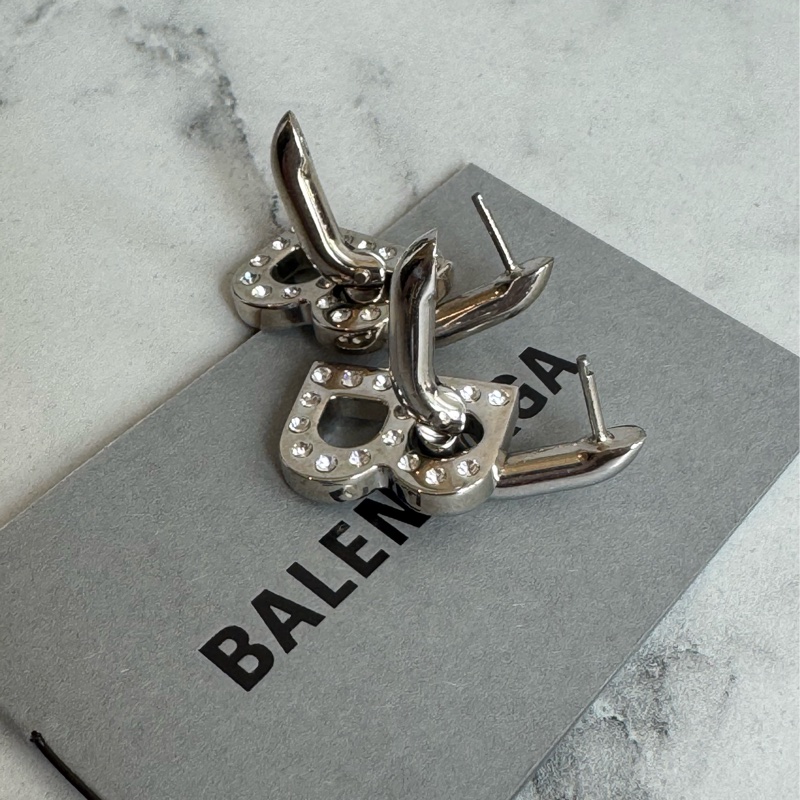 Balenciaga 銀色B小鑽耳環 ❤️🔥❤️🔥-8