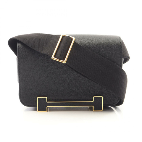 HERMES Geta 單肩斜背包 K 083052CC 雪佛蘭皮革 黑色 二手 GHW