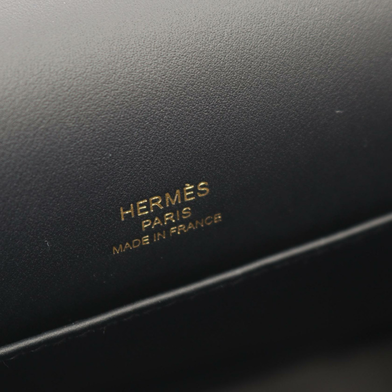HERMES Geta 單肩斜背包 K 083052CC 雪佛蘭皮革 黑色 二手 GHW-3