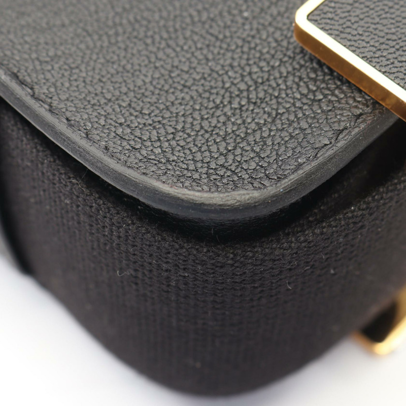 HERMES Geta 單肩斜背包 K 083052CC 雪佛蘭皮革 黑色 二手 GHW-6