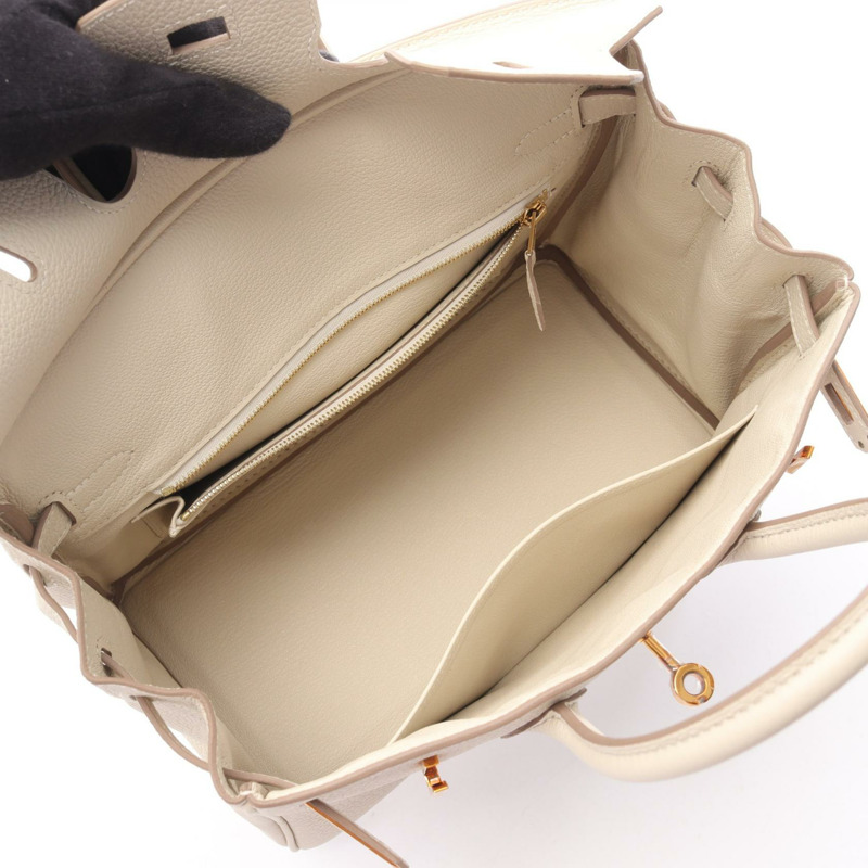 HERMES Birkin 25 手提包 Z Togo 皮革 craie 二手 女士 GHW-2