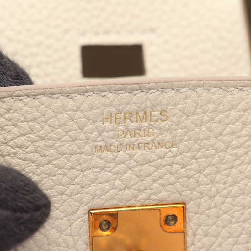 HERMES Birkin 25 手提包 Z Togo 皮革 craie 二手 女士 GHW-3