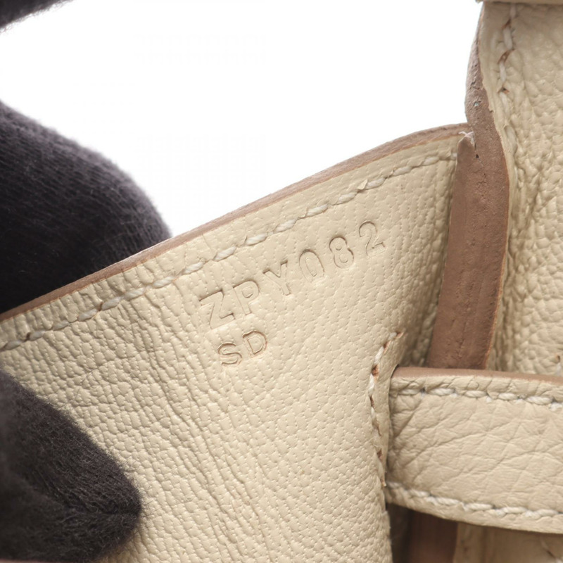 HERMES Birkin 25 手提包 Z Togo 皮革 craie 二手 女士 GHW-4