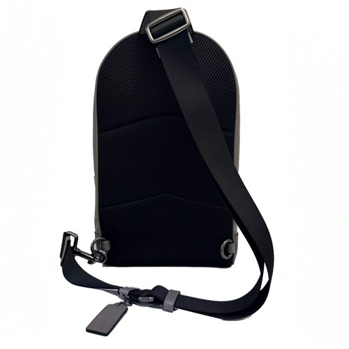 【COACH】C LOGO前拉鍊男款單肩胸前斜背包(直紋灰)-2