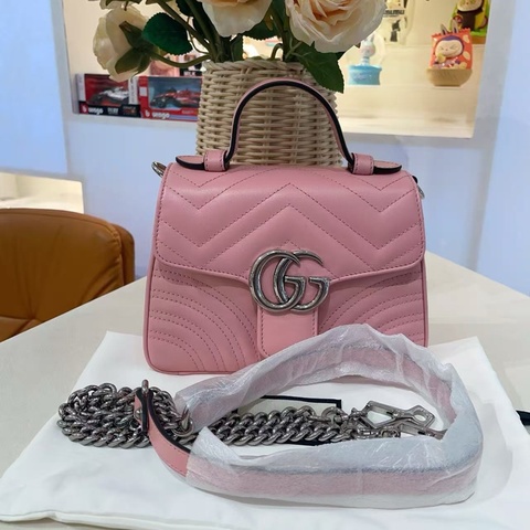 Gucci marmont粉色手提鏈條包