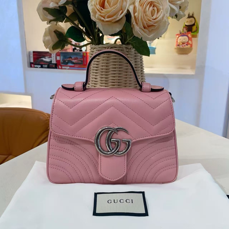 Gucci marmont粉色手提鏈條包-1