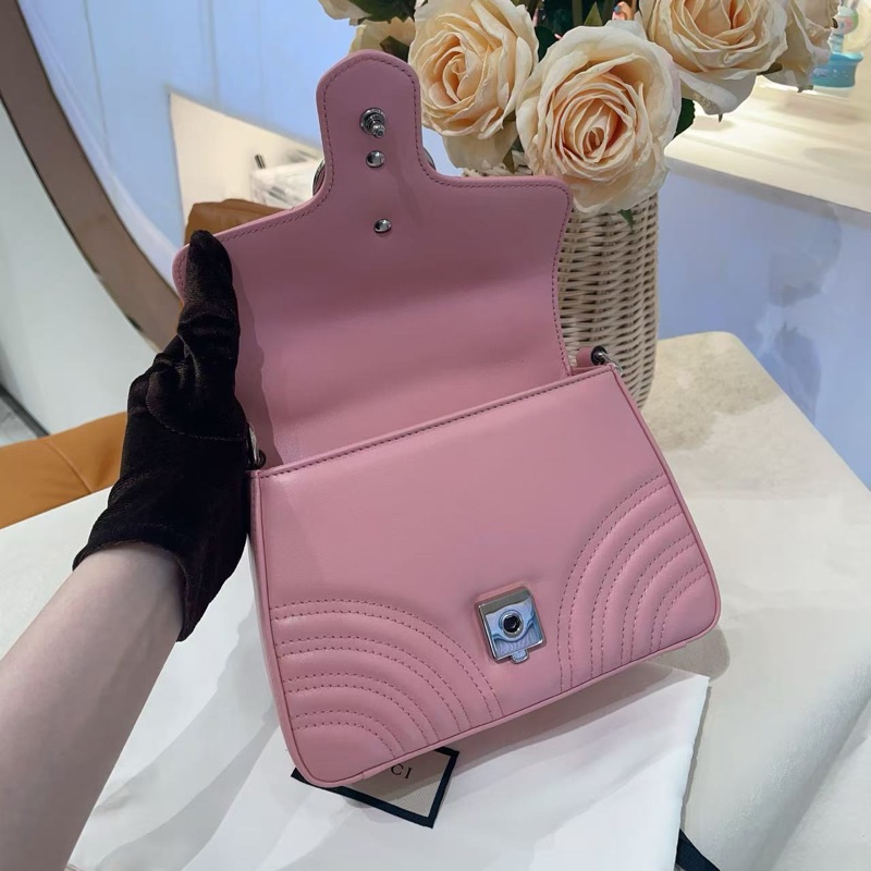 Gucci marmont粉色手提鏈條包-6