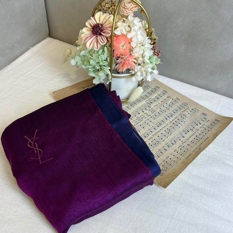 【赫蒂國際精品】 YSL 聖羅蘭 卡珊德拉圍巾 披肩 vintage