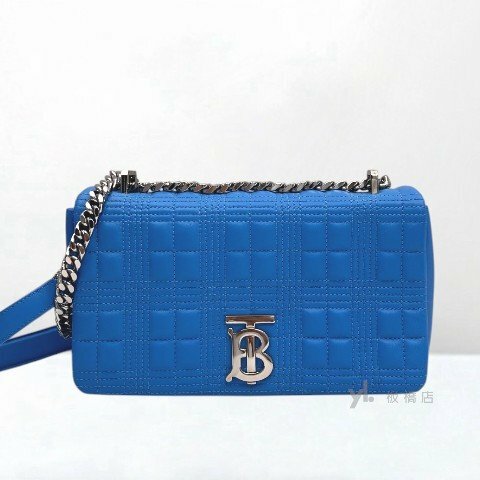 Y2027-BURBERRY LOLA絎縫藍色小羊皮鏈帶包