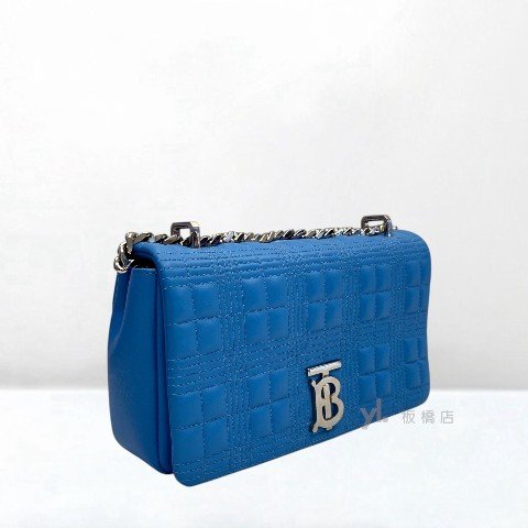 Y2027-BURBERRY LOLA絎縫藍色小羊皮鏈帶包-1