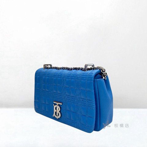Y2027-BURBERRY LOLA絎縫藍色小羊皮鏈帶包-2