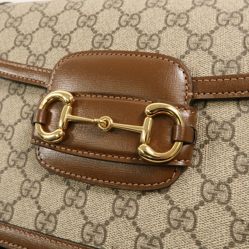 GUCCI 塗層帆布Horsebit1955肩背袋-9