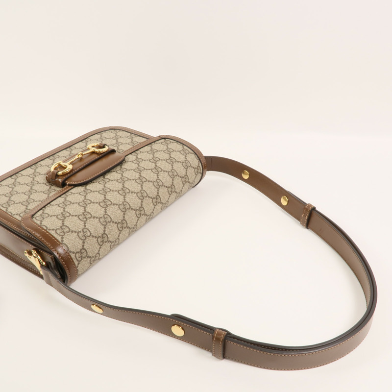 GUCCI 塗層帆布Horsebit1955肩背袋-10