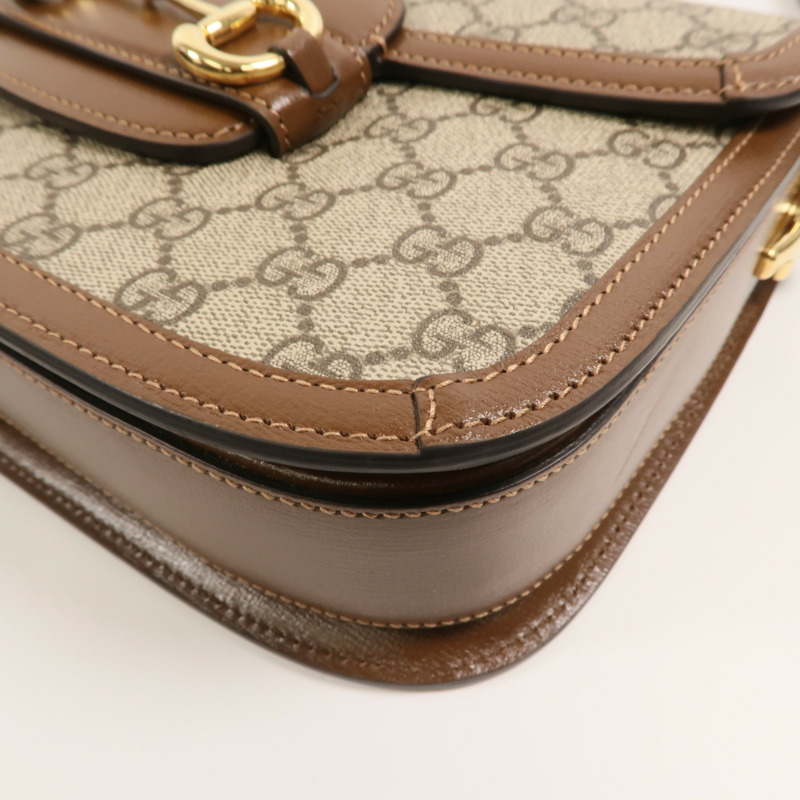 GUCCI 塗層帆布Horsebit1955肩背袋-11