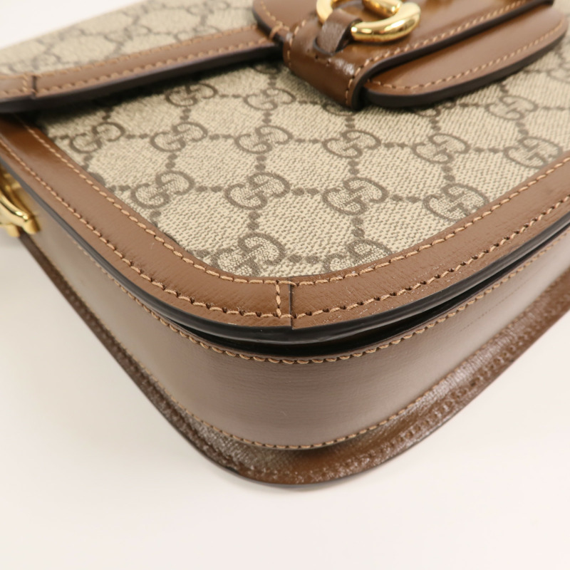 GUCCI 塗層帆布Horsebit1955肩背袋-12