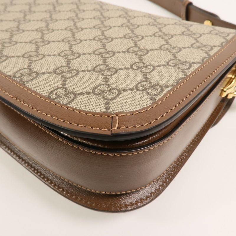 GUCCI 塗層帆布Horsebit1955肩背袋-13