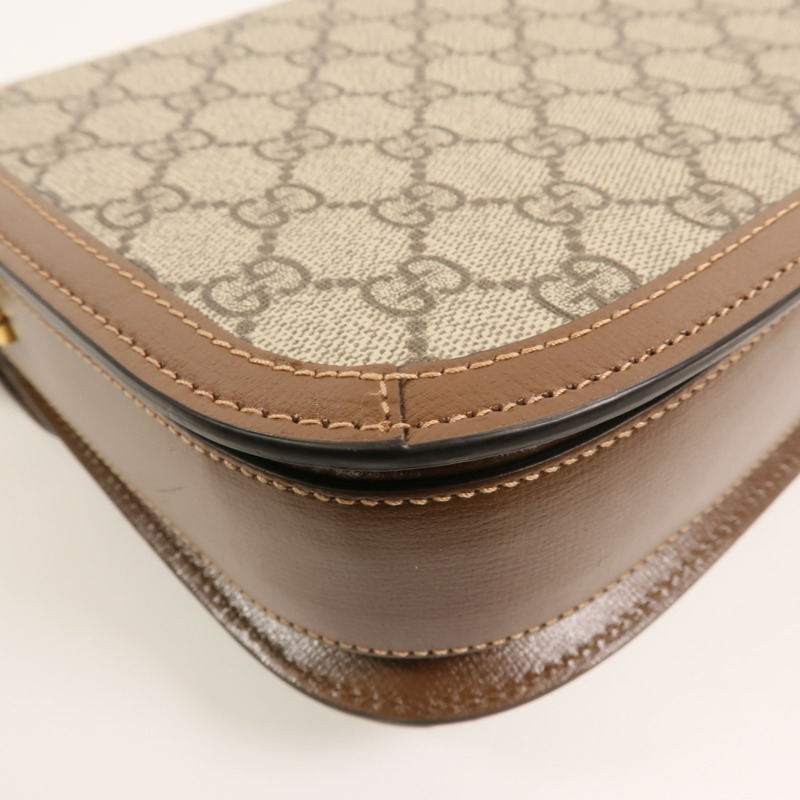 GUCCI 塗層帆布Horsebit1955肩背袋-14