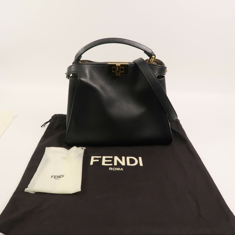 FENDI 牛皮皮革Peekaboo Small手挽肩背兩用袋-10