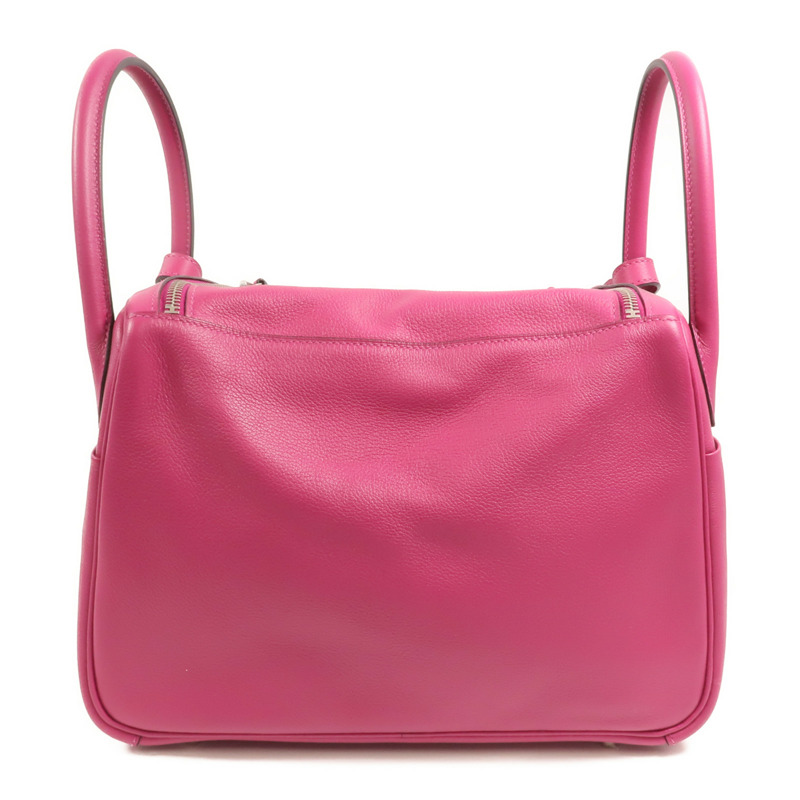 HERMES Evercolor皮革Lindy 30手挽肩背兩用袋Rose Pourpre-1