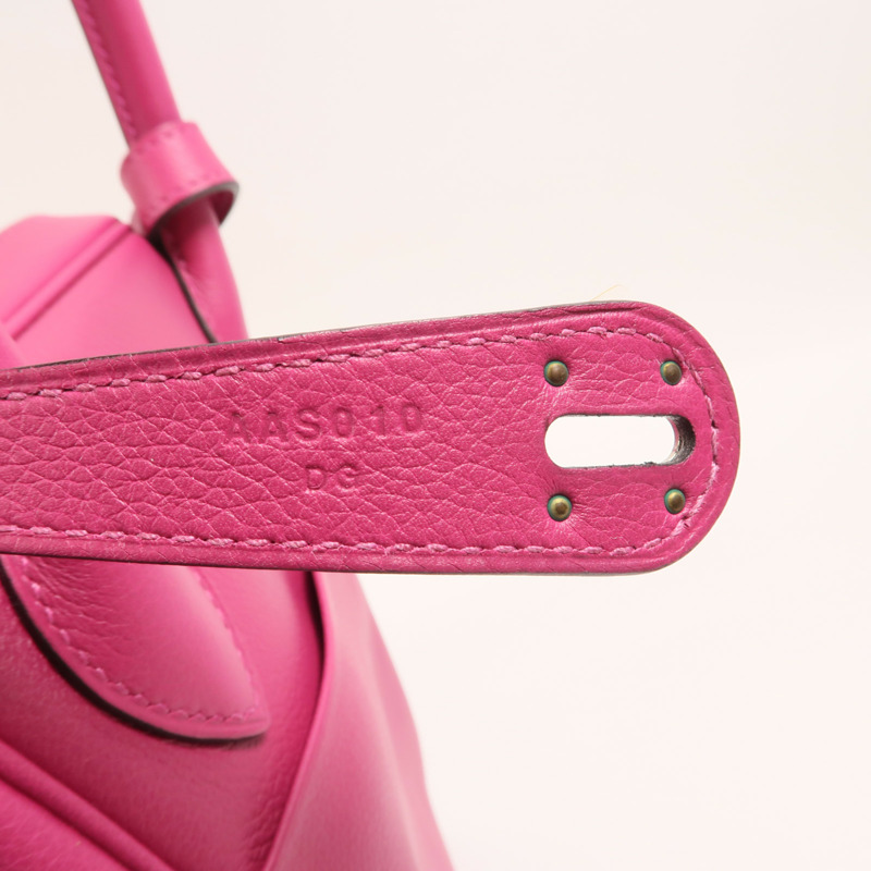 HERMES Evercolor皮革Lindy 30手挽肩背兩用袋Rose Pourpre-6