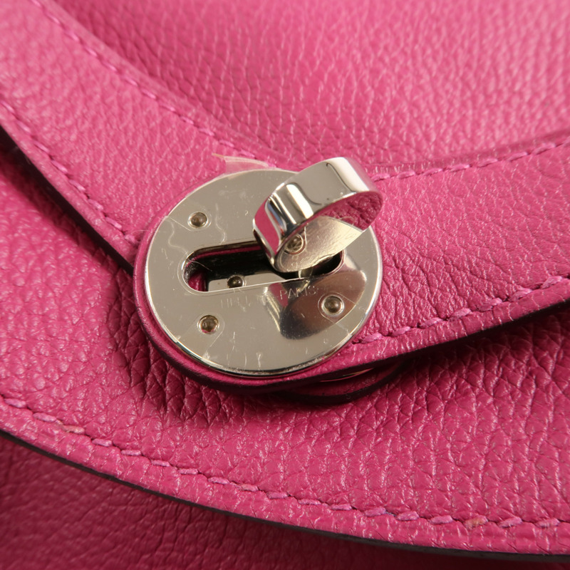 HERMES Evercolor皮革Lindy 30手挽肩背兩用袋Rose Pourpre-7