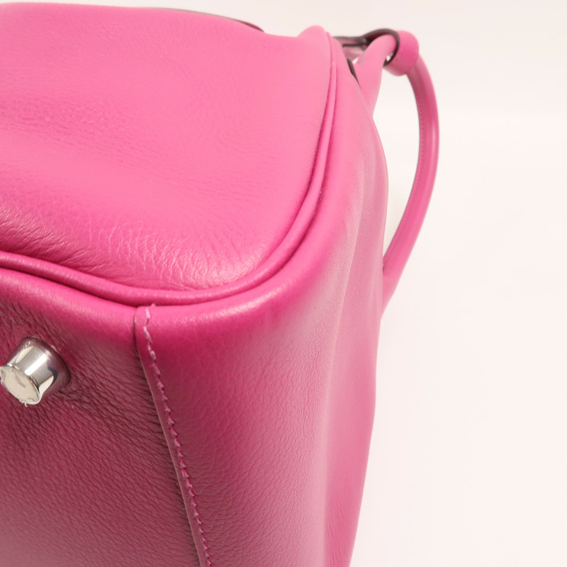HERMES Evercolor皮革Lindy 30手挽肩背兩用袋Rose Pourpre-9