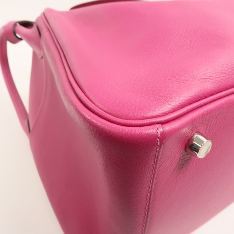 HERMES Evercolor皮革Lindy 30手挽肩背兩用袋Rose Pourpre-10