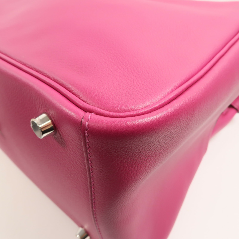 HERMES Evercolor皮革Lindy 30手挽肩背兩用袋Rose Pourpre-11