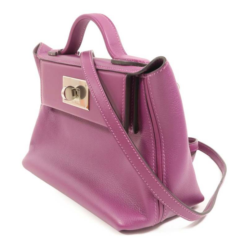 HERMES Evercolor皮革24/24 Mini手挽肩背兩用袋Anemone-2