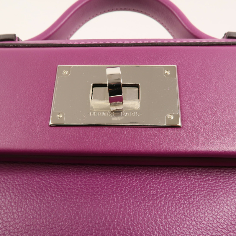 HERMES Evercolor皮革24/24 Mini手挽肩背兩用袋Anemone-8