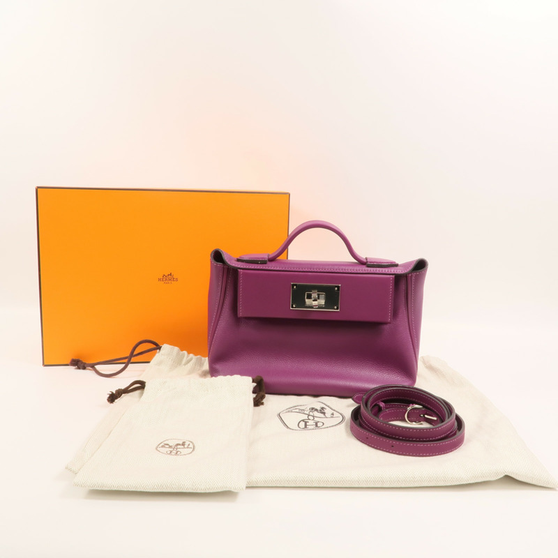 HERMES Evercolor皮革24/24 Mini手挽肩背兩用袋Anemone-10