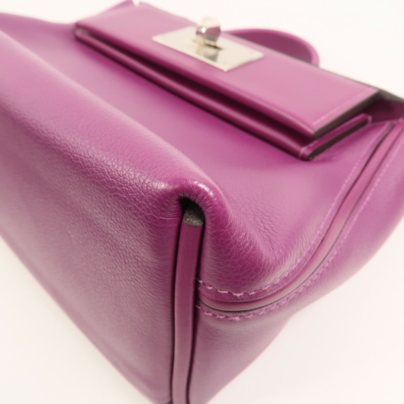 HERMES Evercolor皮革24/24 Mini手挽肩背兩用袋Anemone-11