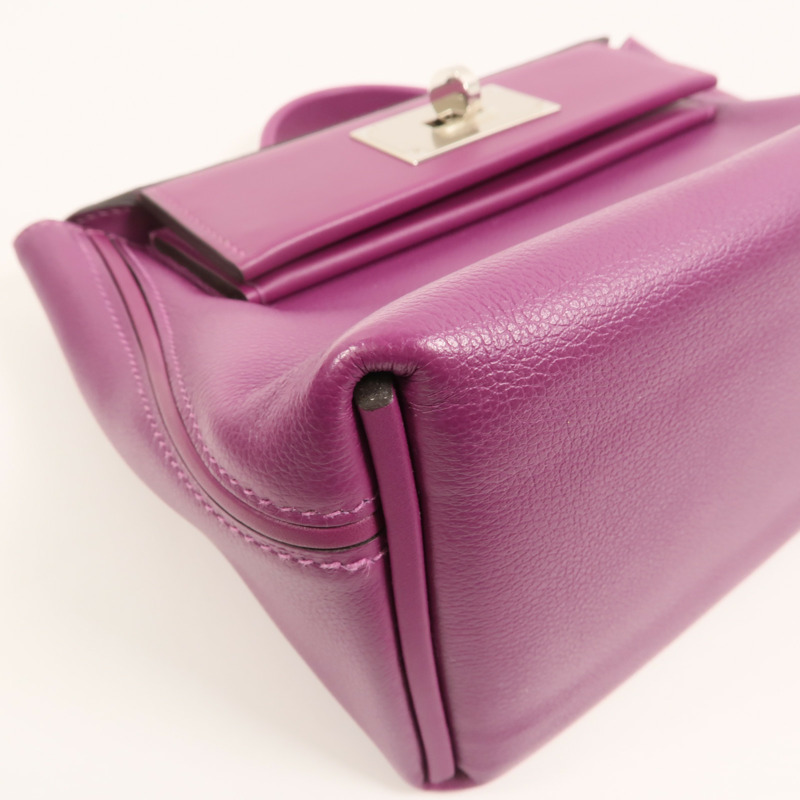 HERMES Evercolor皮革24/24 Mini手挽肩背兩用袋Anemone-12