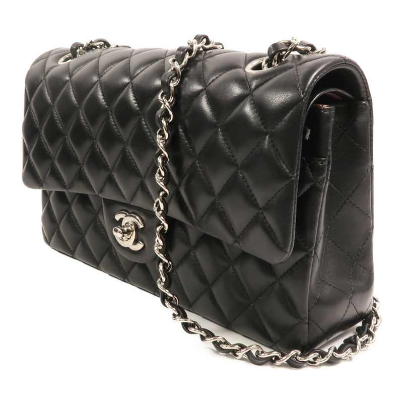 CHANEL 羊皮皮革Classic 25銀扣鏈帶肩背袋-2