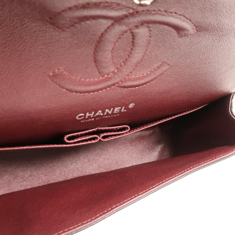 CHANEL 羊皮皮革Classic 25銀扣鏈帶肩背袋-4