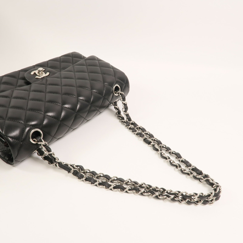 CHANEL 羊皮皮革Classic 25銀扣鏈帶肩背袋-8