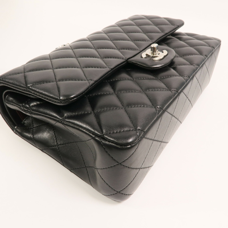 CHANEL 羊皮皮革Classic 25銀扣鏈帶肩背袋-12