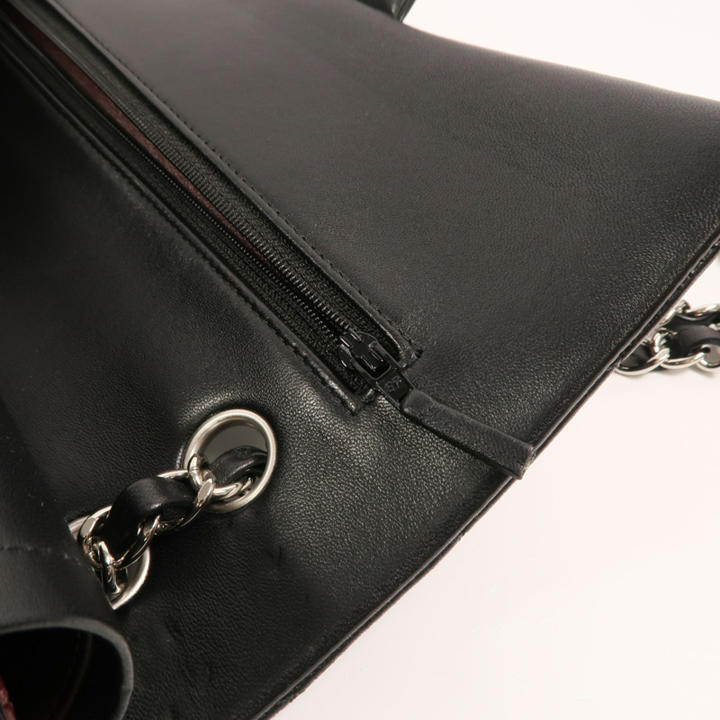 CHANEL 羊皮皮革Classic 25銀扣鏈帶肩背袋-15
