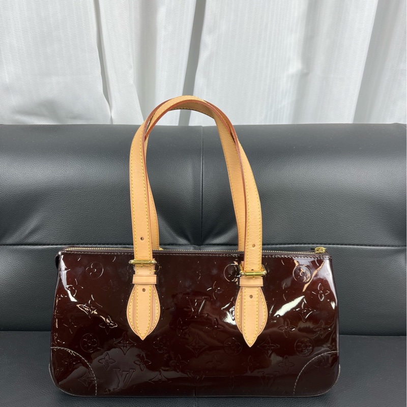 路易威登/LV 車釐子漆皮三角腋下包 中古款手提單肩包-1