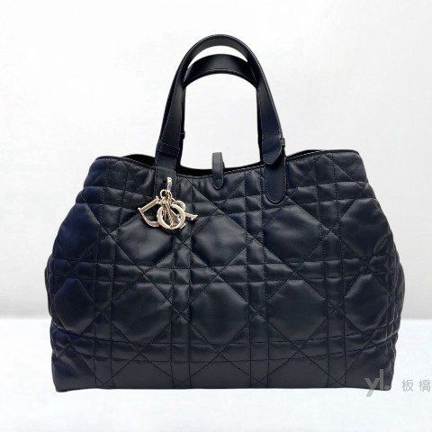 Y2024-DIOR Toujours黑籐格紋小牛皮大號手提包M2820-1