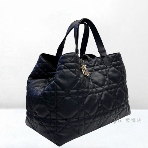 Y2024-DIOR Toujours黑籐格紋小牛皮大號手提包M2820-1