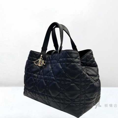 Y2024-DIOR Toujours黑籐格紋小牛皮大號手提包M2820-2
