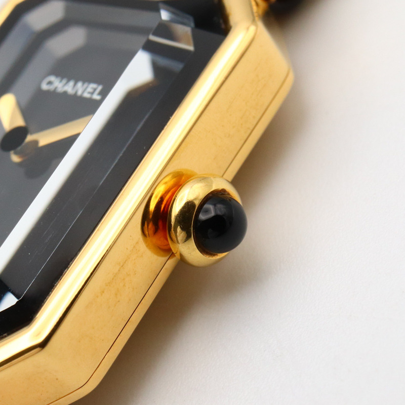 Premiere S 石英腕錶 黑色錶盤 鍍金 皮革錶帶【CHANEL 香奈兒】 H0001-6