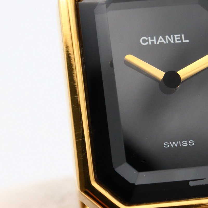 Premiere S 石英腕錶 黑色錶盤 鍍金 皮革錶帶【CHANEL 香奈兒】 H0001-8